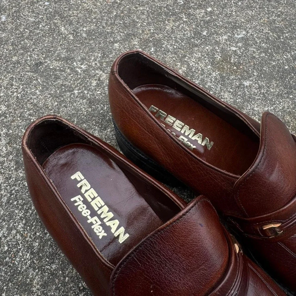 Vintage 90s Freeman Horsebit Loafers Dress Shoes Brown Size 8D (d8)